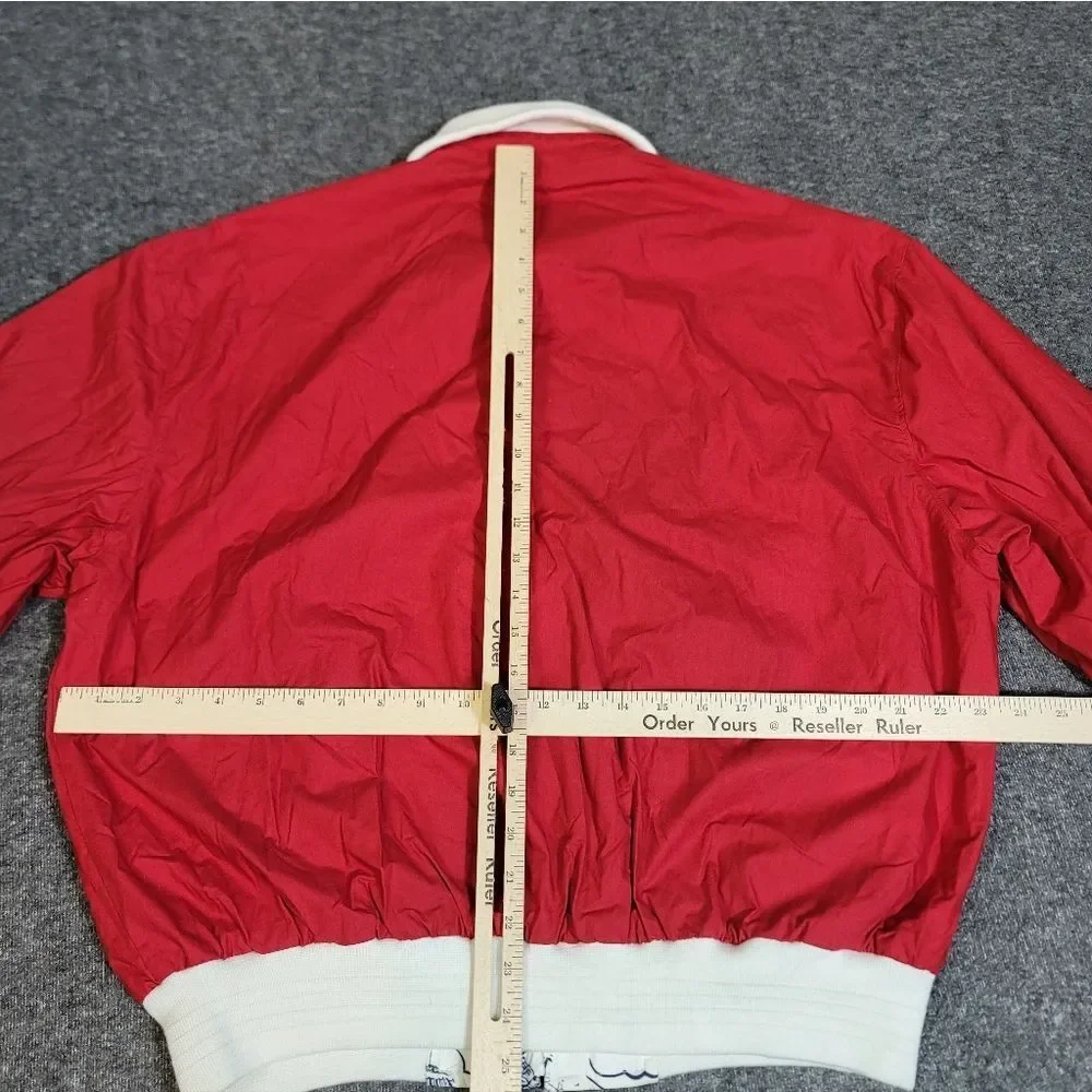 Lakeland Reversible Toile Jacket Size 46 Red / White Print Bomber NOS Vintage